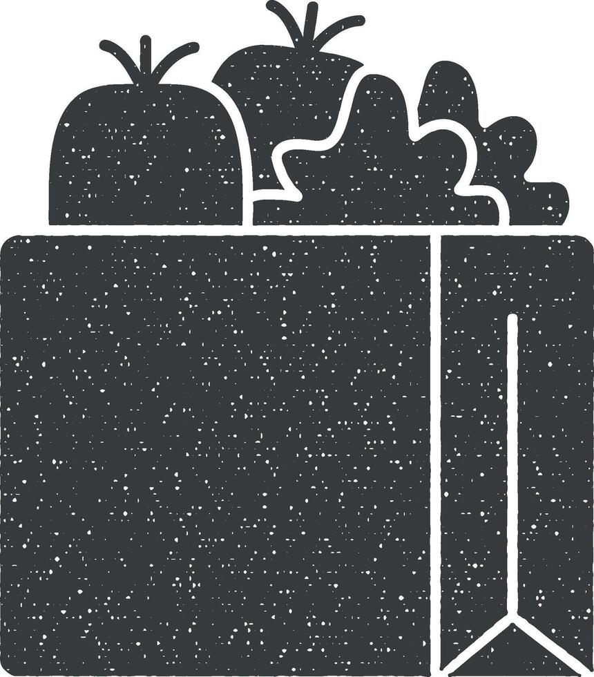 verdura dieta icona vettore illustrazione nel francobollo stile