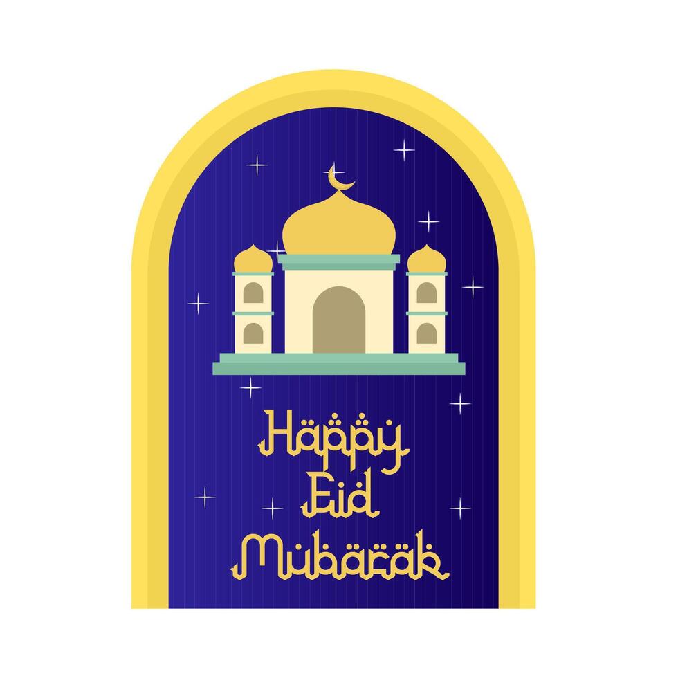 contento eid mubarak saluti distintivo illustrazione vettore