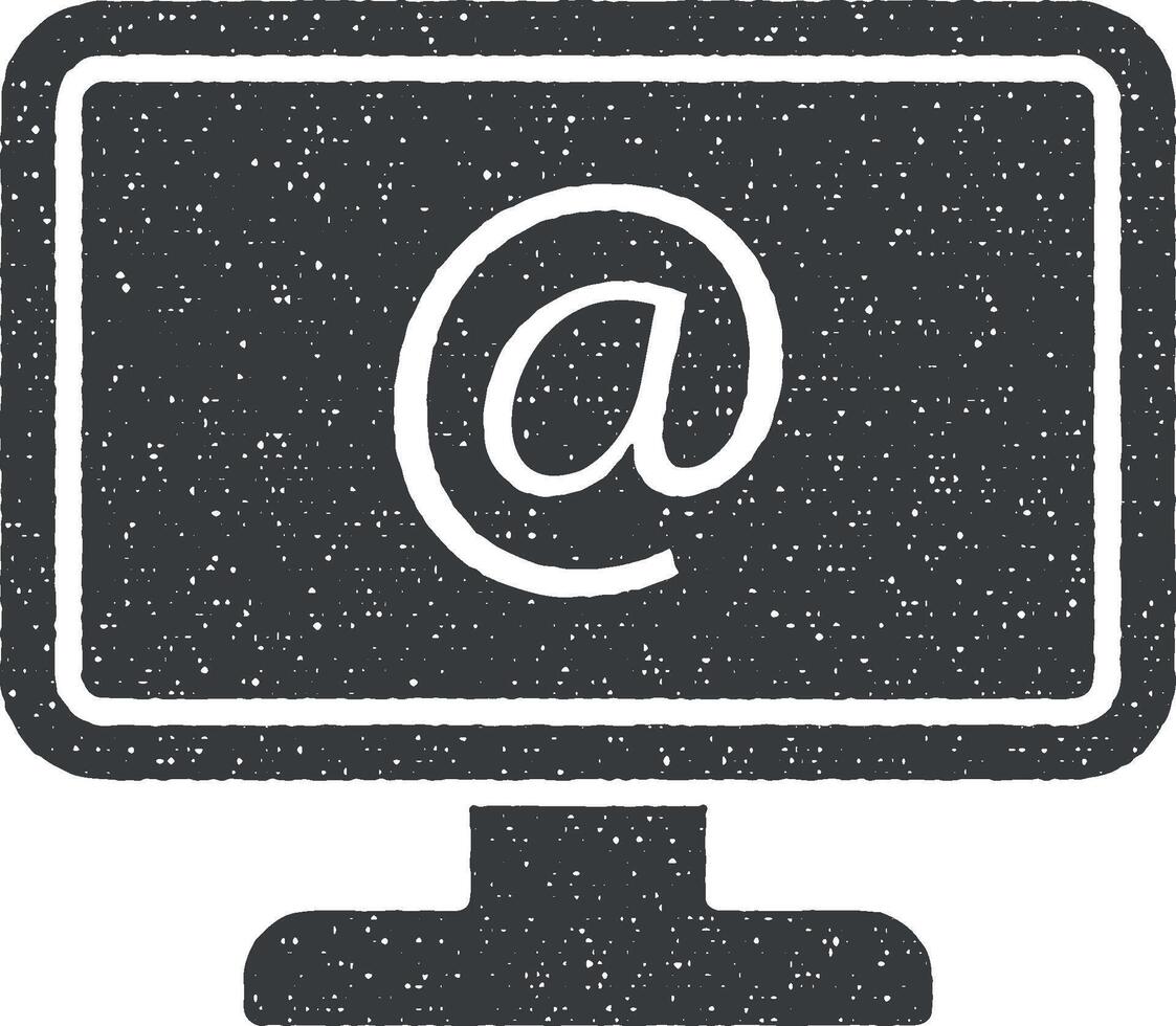 computer posta topo icona vettore illustrazione nel francobollo stile