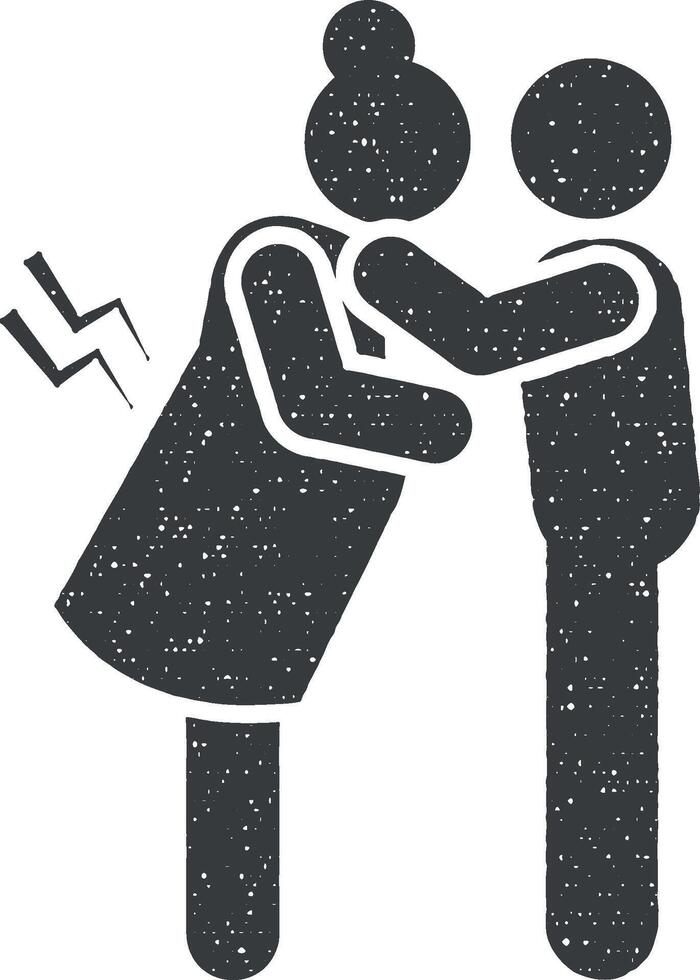 madre, papà, dolore, incinta, famiglia icona vettore illustrazione nel francobollo stile