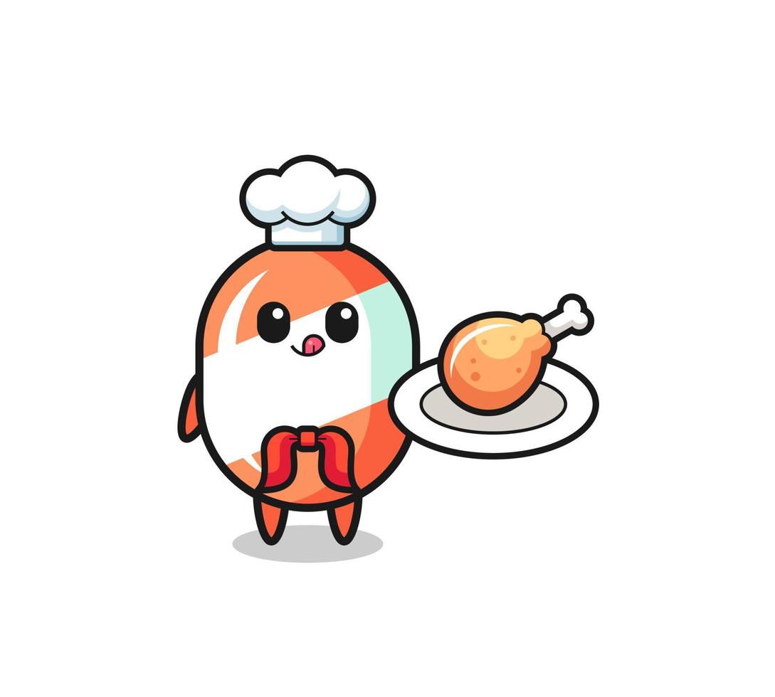personaggio dei cartoni animati dello chef di pollo fritto con caramelle vettore