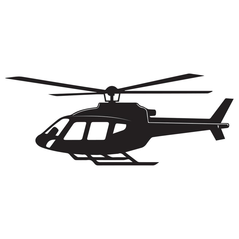 nero isolato silhouette di elicottero su bianca sfondo. vettore