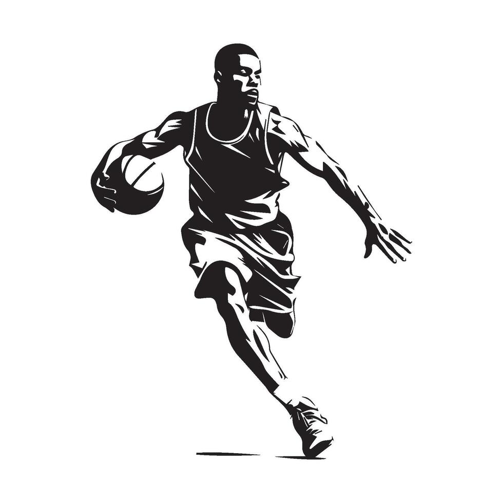 pallacanestro giocatore silhouette vettore illustrazione.