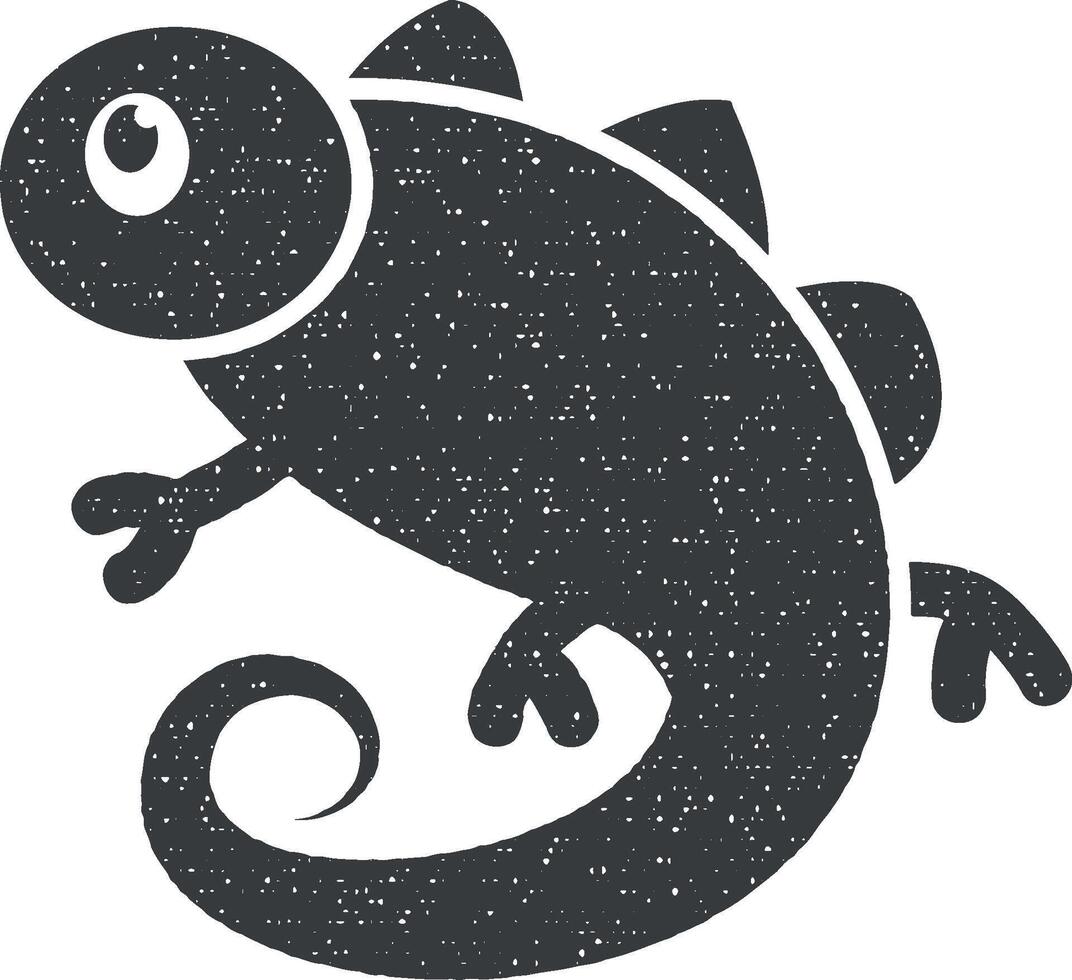 camaleonte, animale icona vettore illustrazione nel francobollo stile