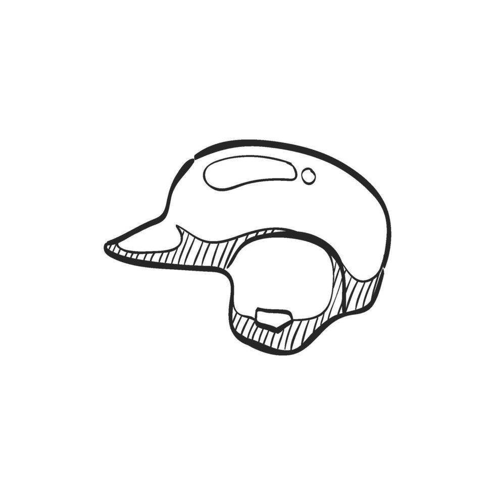 mano disegnato schizzo icona baseball casco vettore