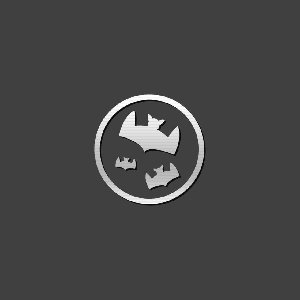 pipistrelli e Luna icona nel metallico grigio colore stile. animale stagione Halloween vettore