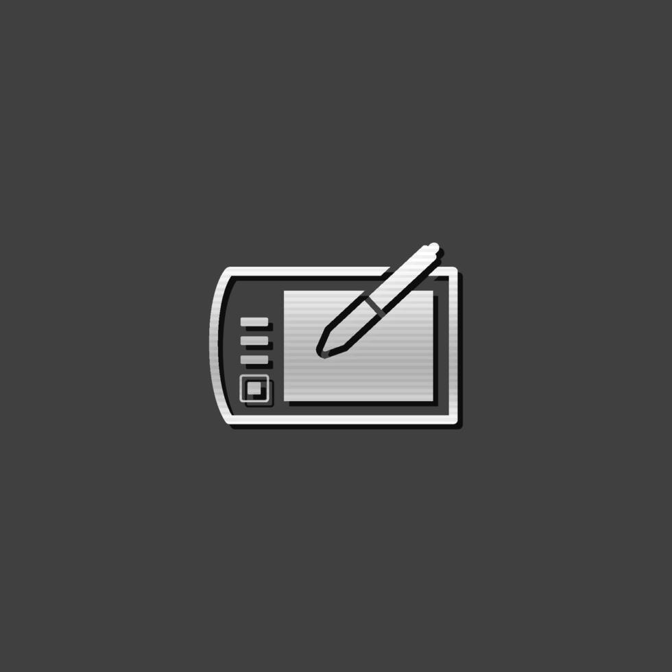 disegno tavoletta icona nel metallico grigio colore stile. illustratore computer digitale pittura vettore