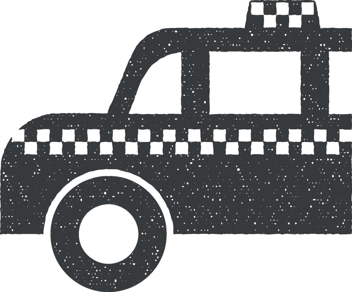 Taxi auto vettore icona illustrazione con francobollo effetto