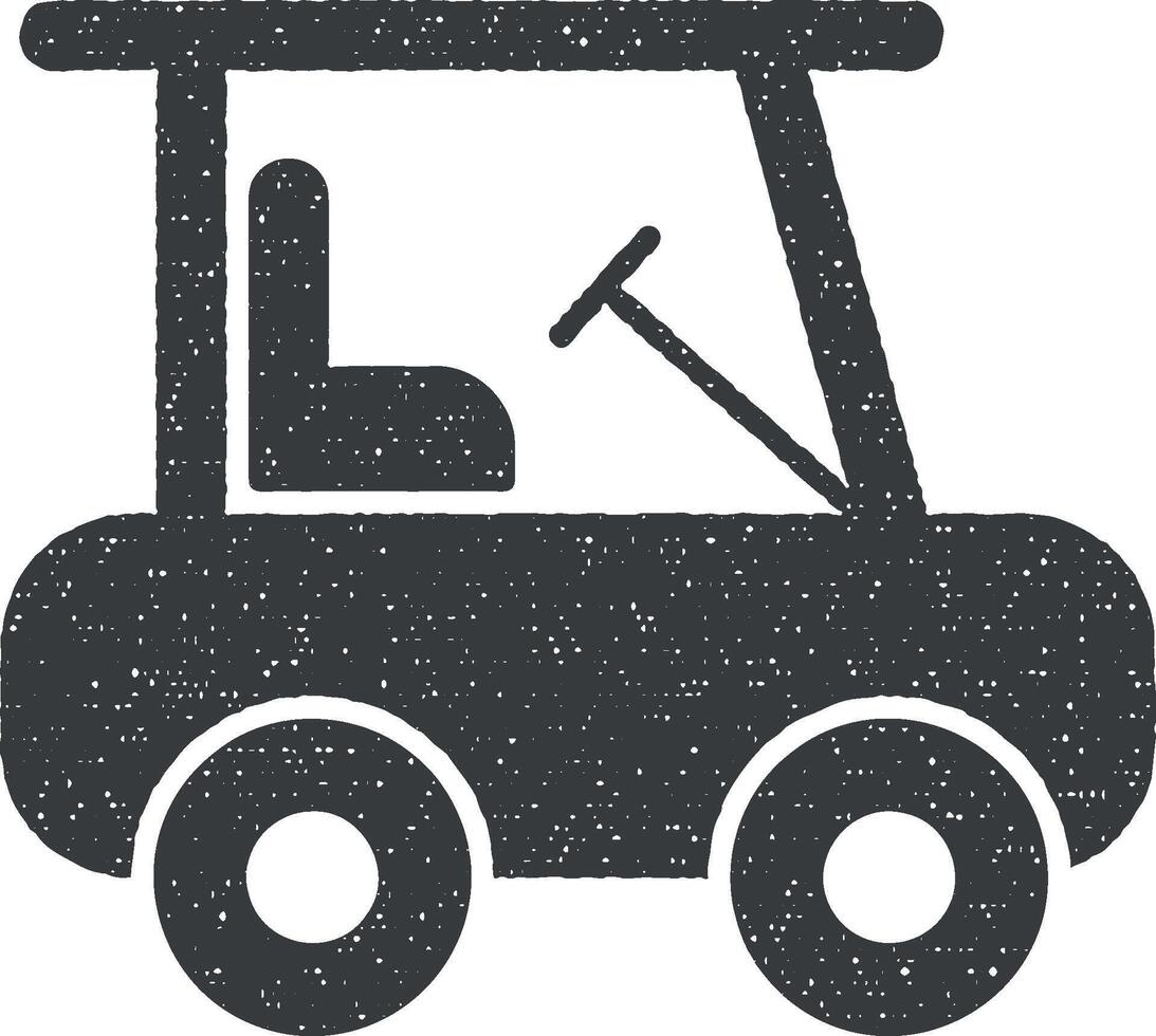 golf carrello vettore icona illustrazione con francobollo effetto