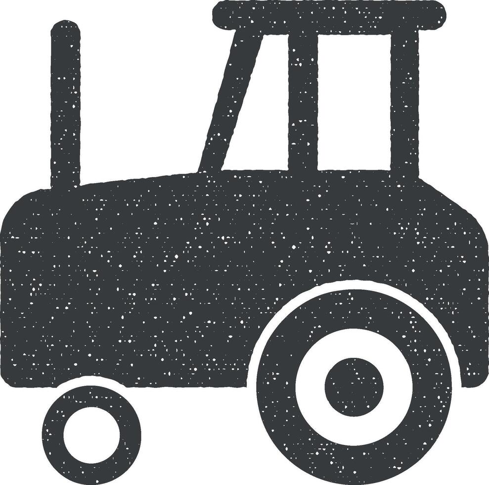 trattore, ruote vettore icona illustrazione con francobollo effetto