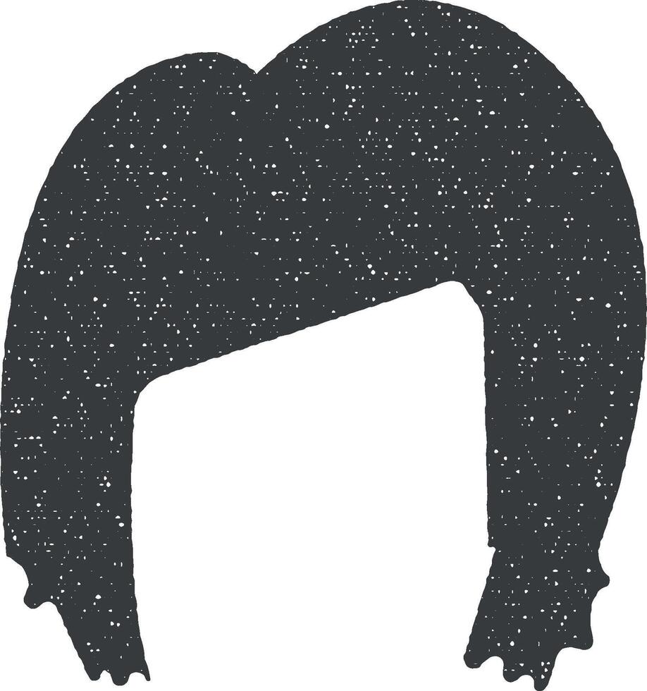 capelli, donna, taglio di capelli, spazzato lateralmente vettore icona illustrazione con francobollo effetto