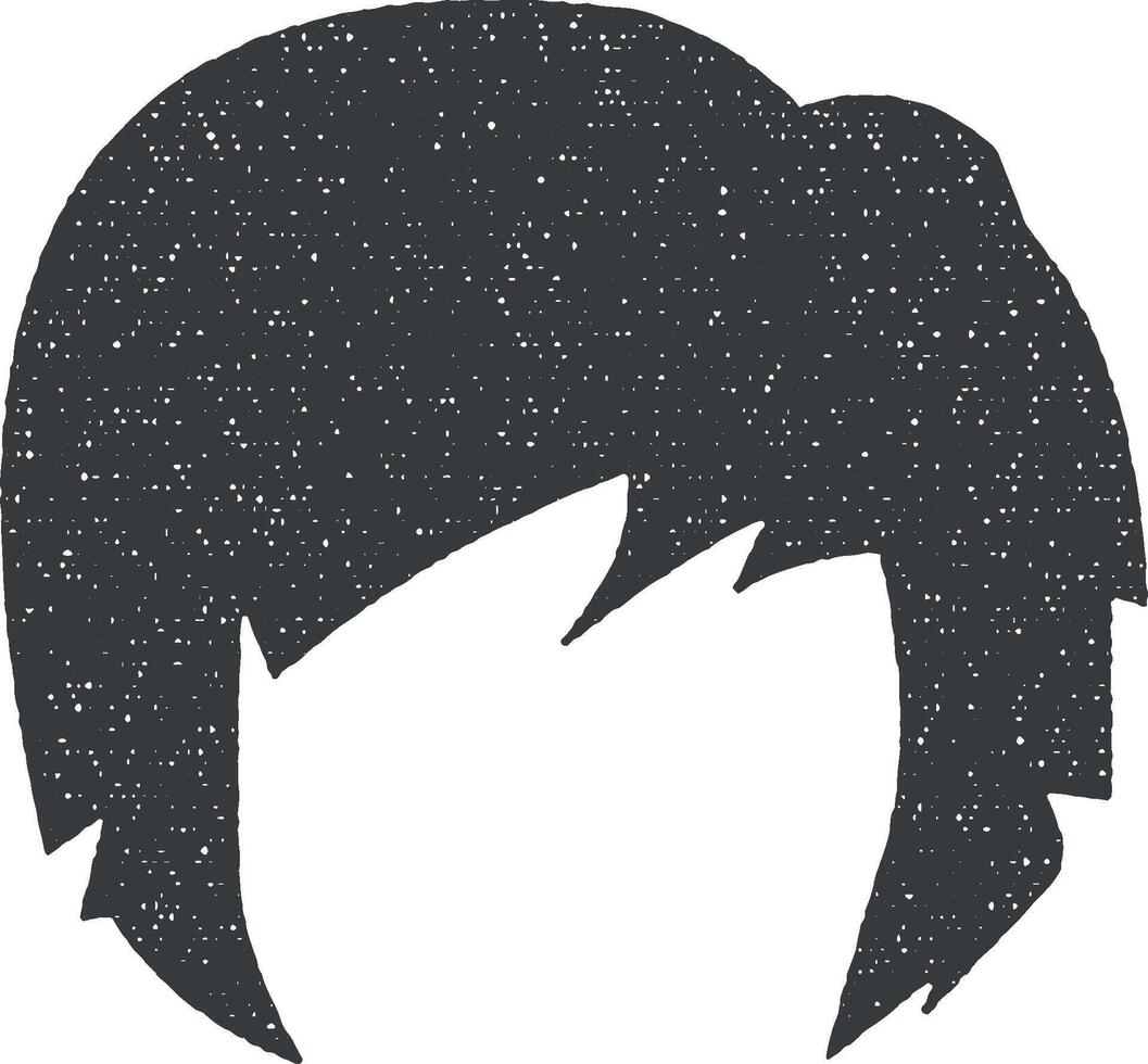 capelli, donna, taglio di capelli peso vettore icona illustrazione con francobollo effetto