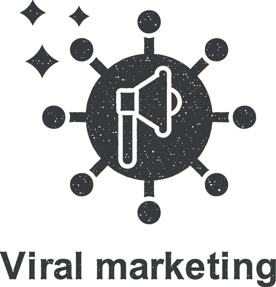 in linea marketing, virale marketing vettore icona illustrazione con francobollo effetto