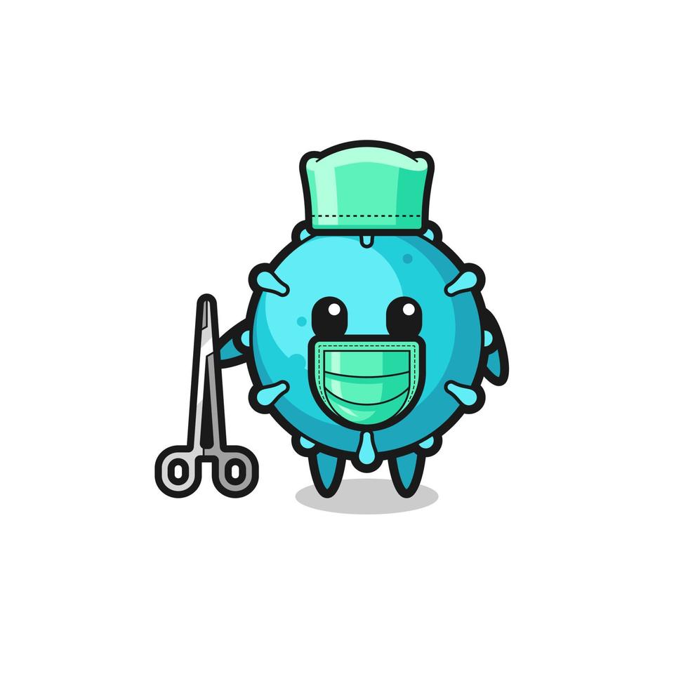personaggio mascotte del virus chirurgo vettore
