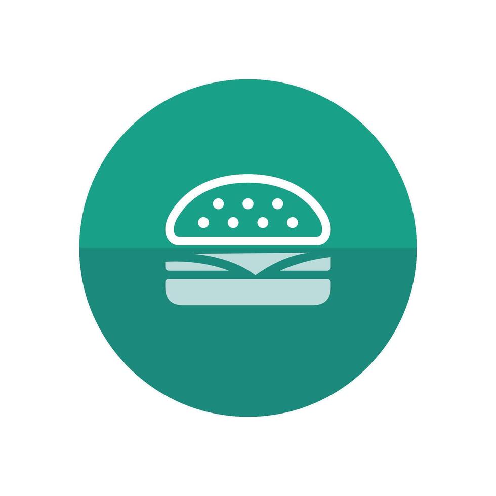 hamburger icona nel piatto colore cerchio stile. veloce cibo Rifiuto americano carboidrato mangiare vettore