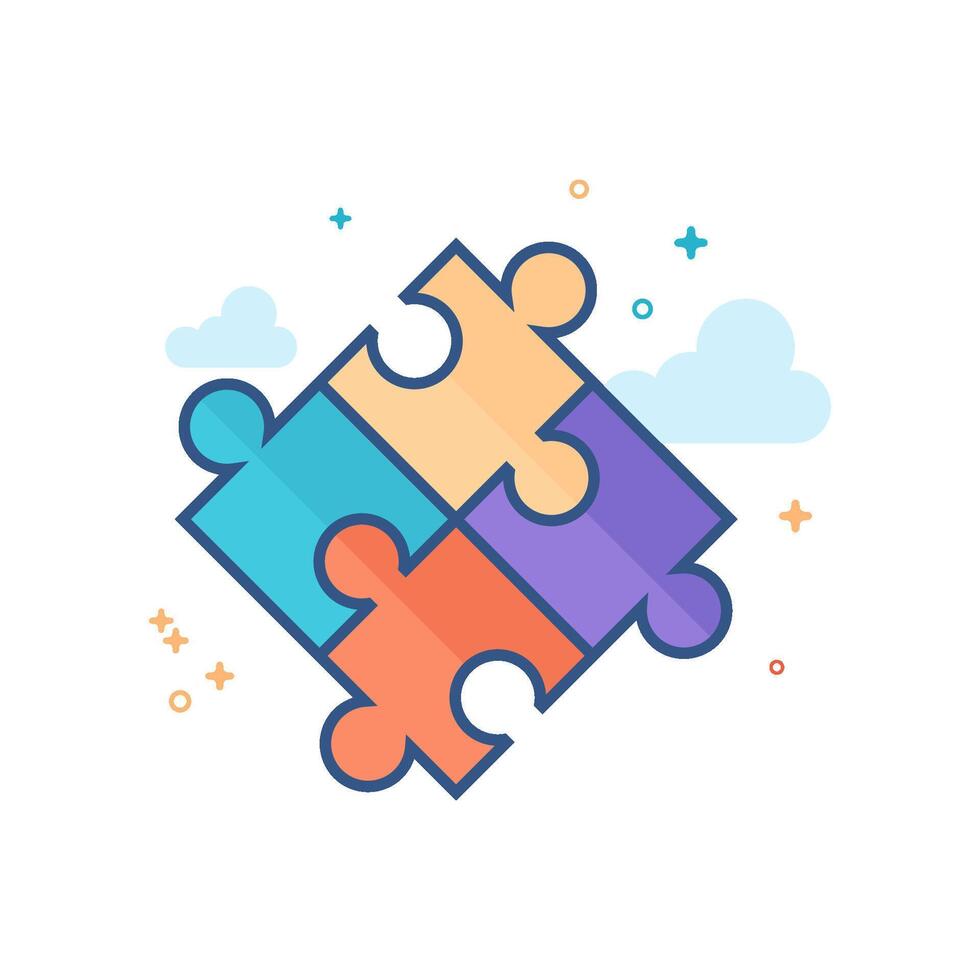 puzzle icona piatto colore stile vettore illustrazione