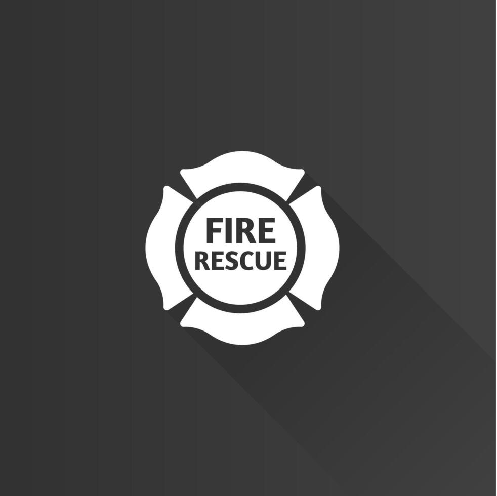 pompiere emblema piatto colore icona lungo ombra vettore illustrazione