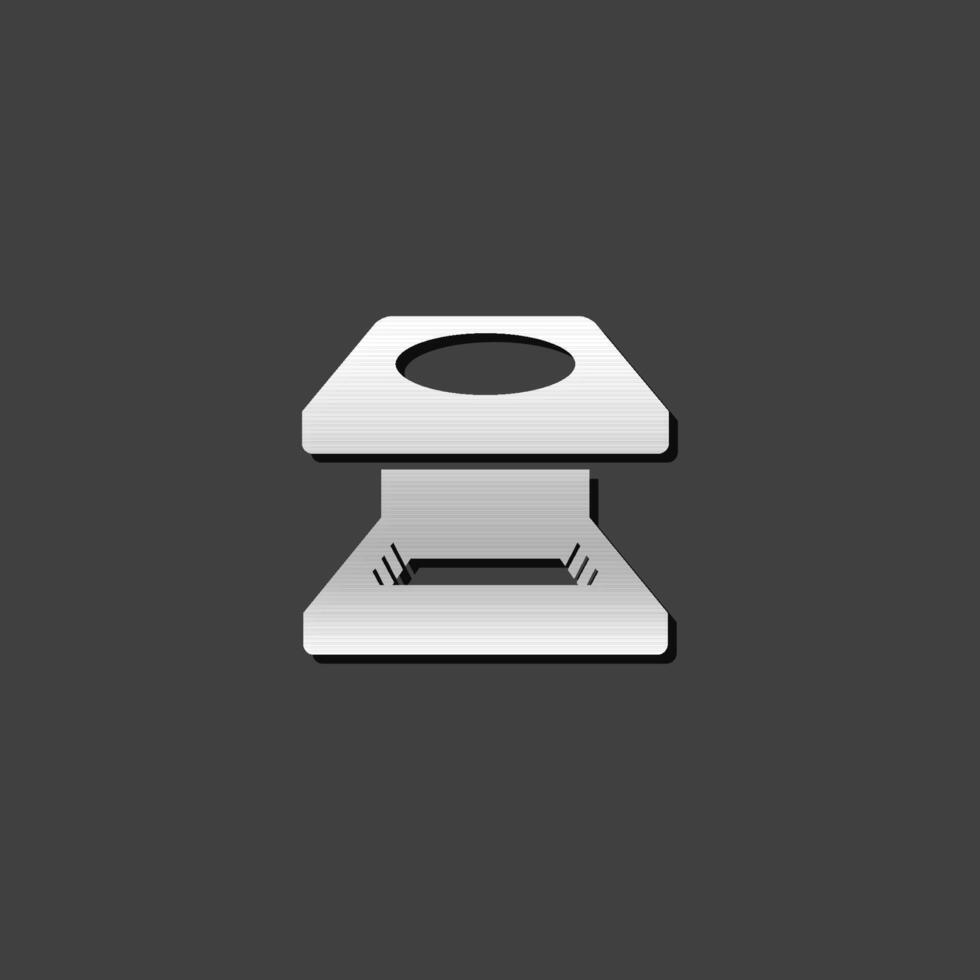 stampa lente d'ingrandimento icona nel metallico grigio colore stile. vettore