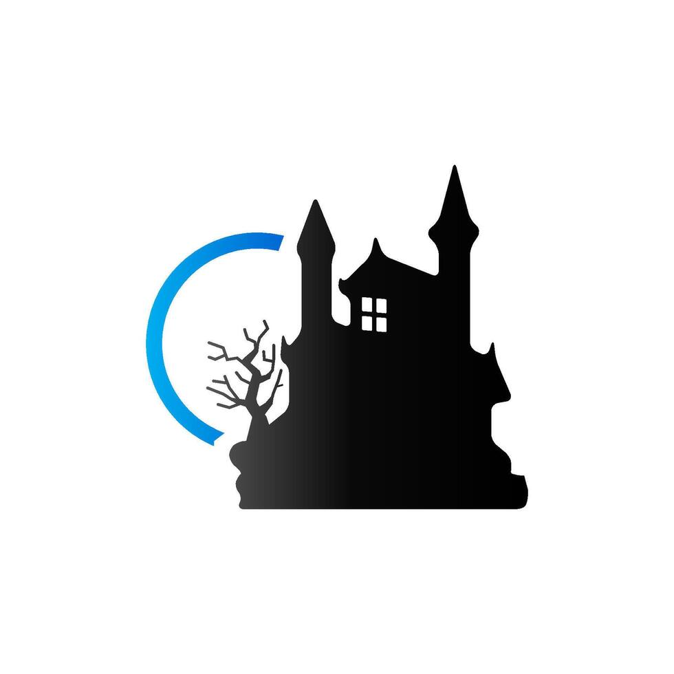 buio castello icona nel duo tono colore. Halloween simbolo edificio vettore