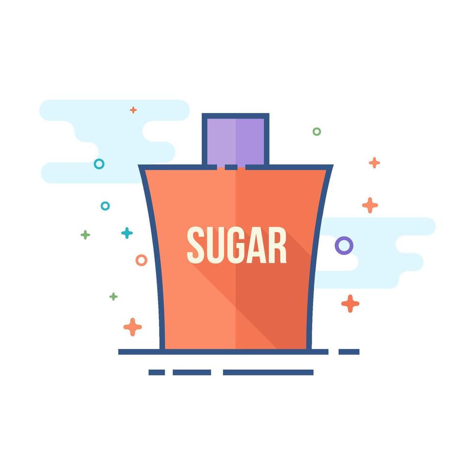 zucchero confezione icona con attraversare cartello piatto colore stile vettore illustrazione