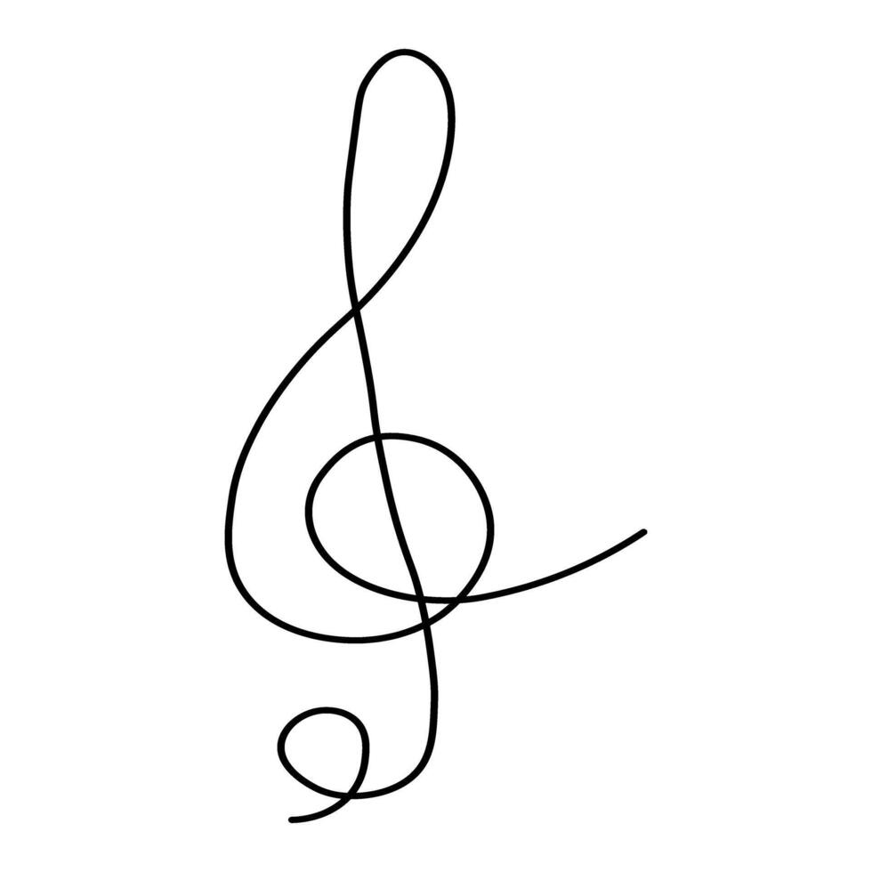 triplo chiave continuo linea disegno. minimalista logo. lineare chiave musica Nota simbolo vettore