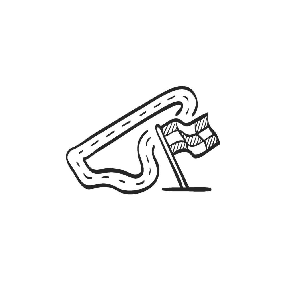 mano disegnato schizzo icona gara circuito vettore