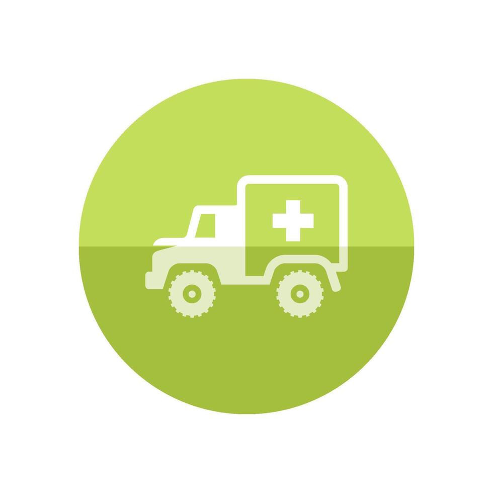 militare ambulanza icona nel piatto colore cerchio stile. Vintage ▾ camion veicolo mondo guerra vettore