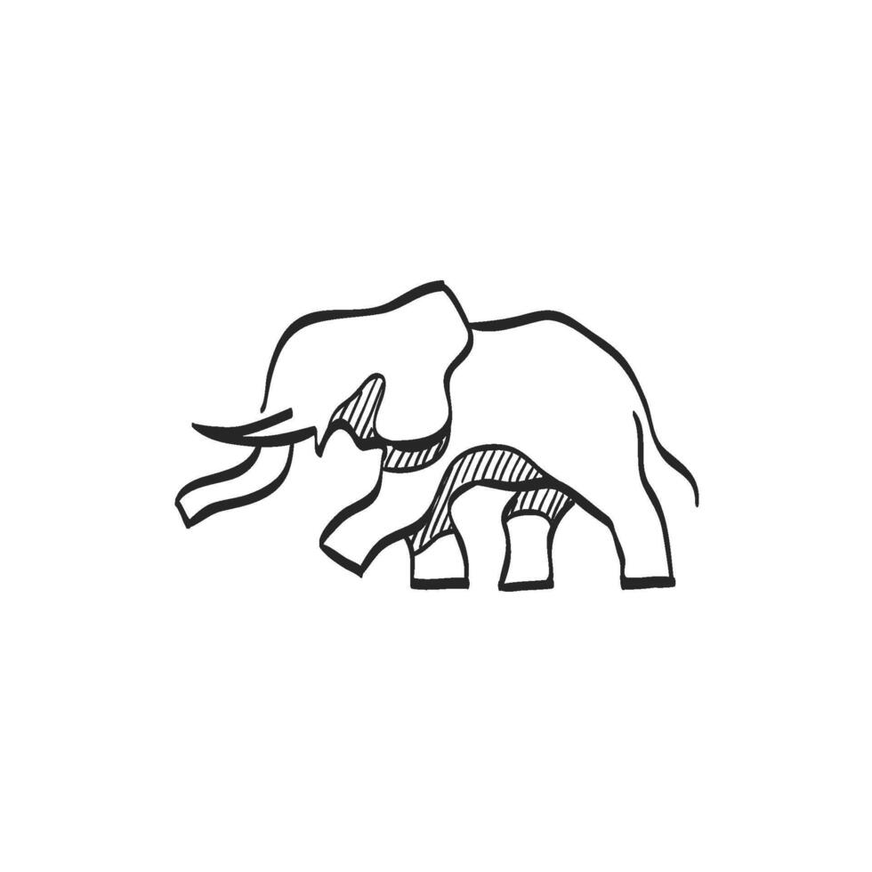 mano disegnato schizzo icona elefanti vettore