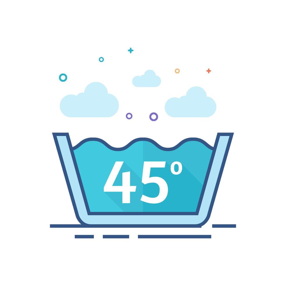 lavaggio temperatura icona piatto colore stile vettore illustrazione