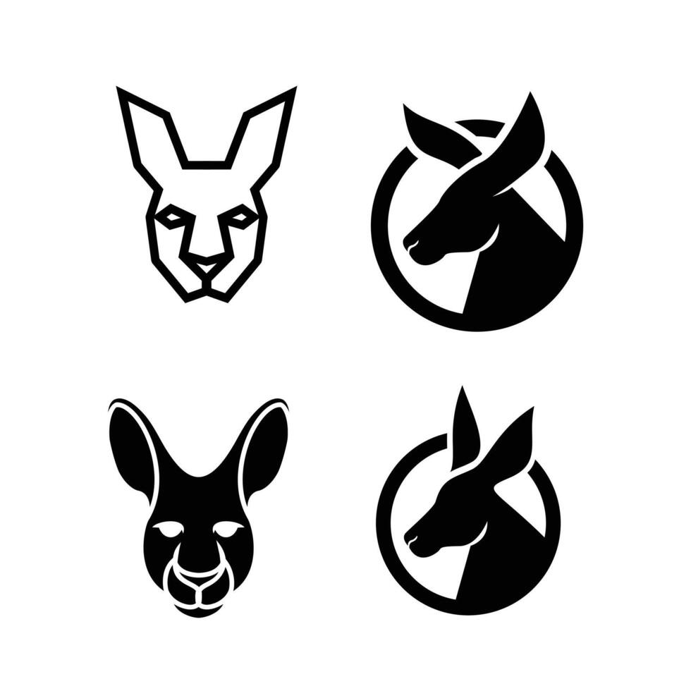 canguro testa viso logo icona design illustrazione vettore