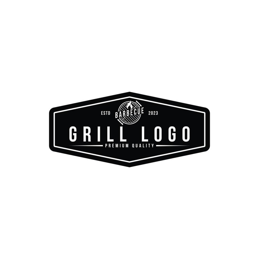 barbecue griglia logo design Vintage ▾ retrò stile vettore