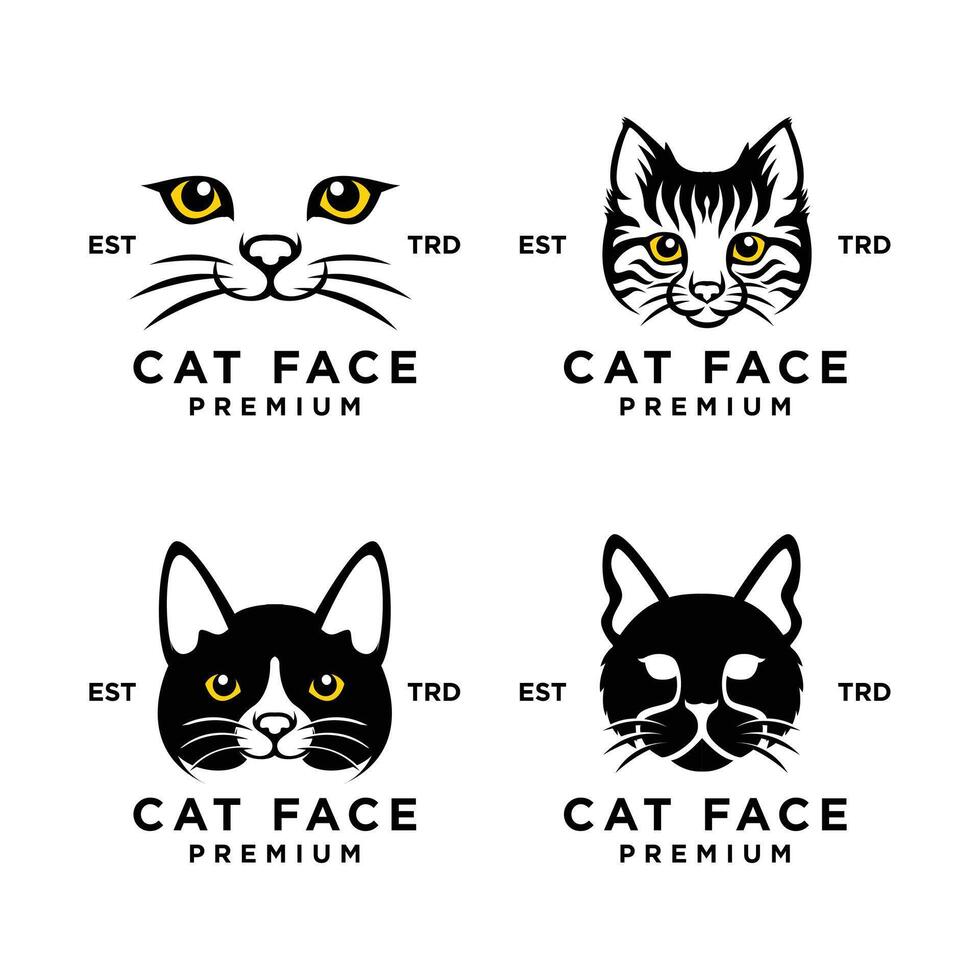 gatto viso testa logo icona design illustrazione vettore