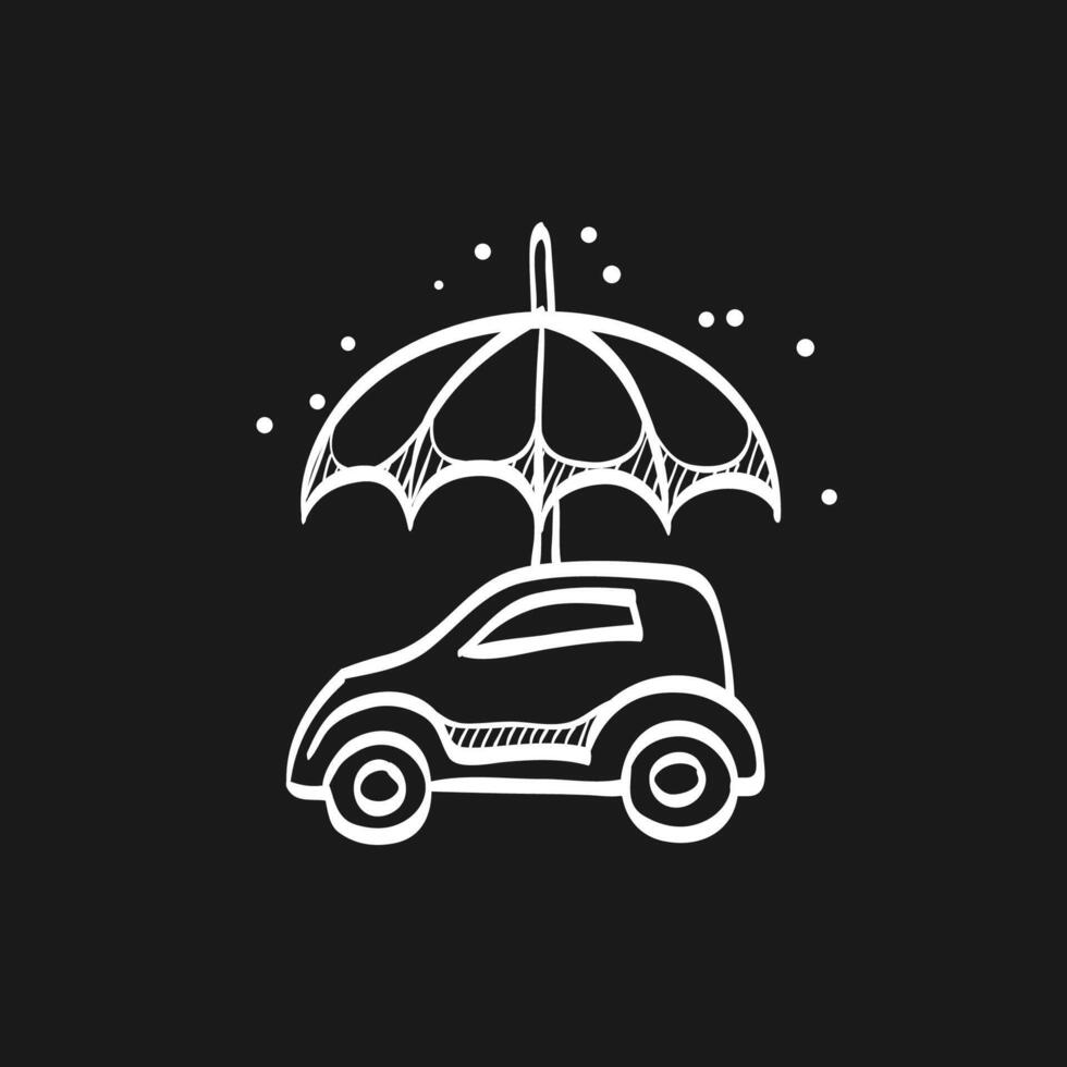auto e ombrello scarabocchio schizzo illustrazione vettore