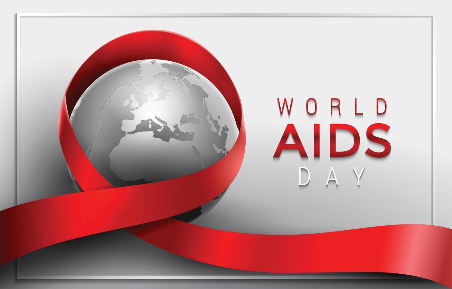 sfondo della giornata mondiale dell'aids con globo e nastro rosso vettore