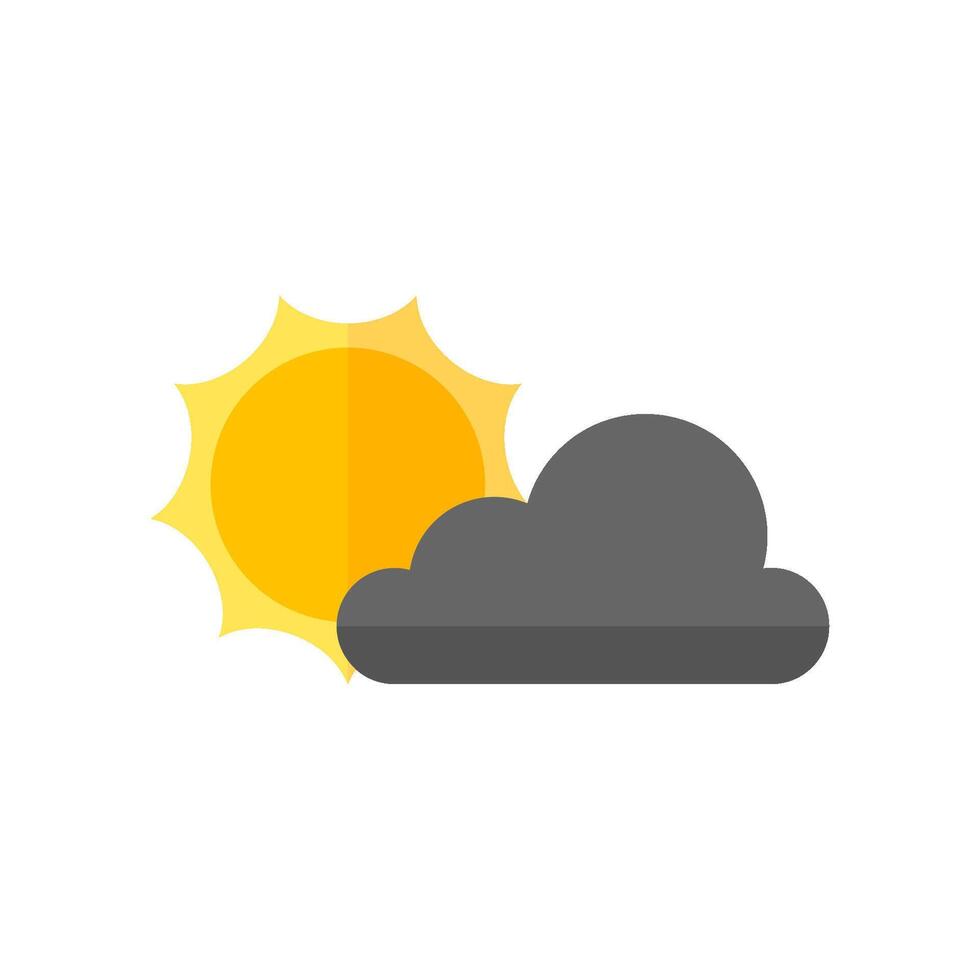 tempo metereologico previsione in parte nuvoloso icona nel piatto colore stile. meteorologia nuvoloso vettore