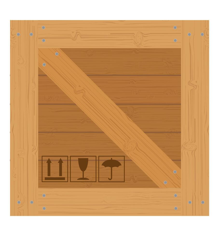 di legno scatola per il consegna e mezzi di trasporto di merce fatto di legna vettore illustrazione isolato su bianca sfondo