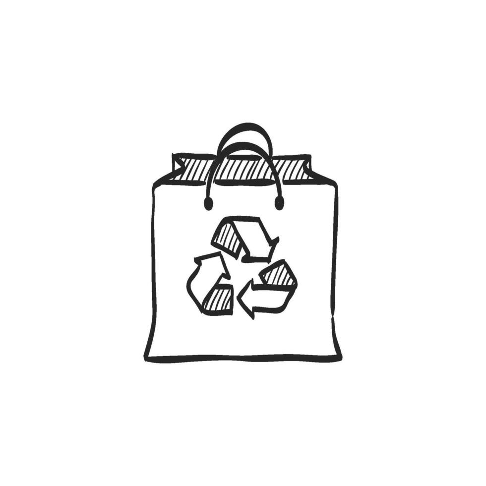 mano disegnato schizzo icona riciclare simbolo carta Borsa vettore