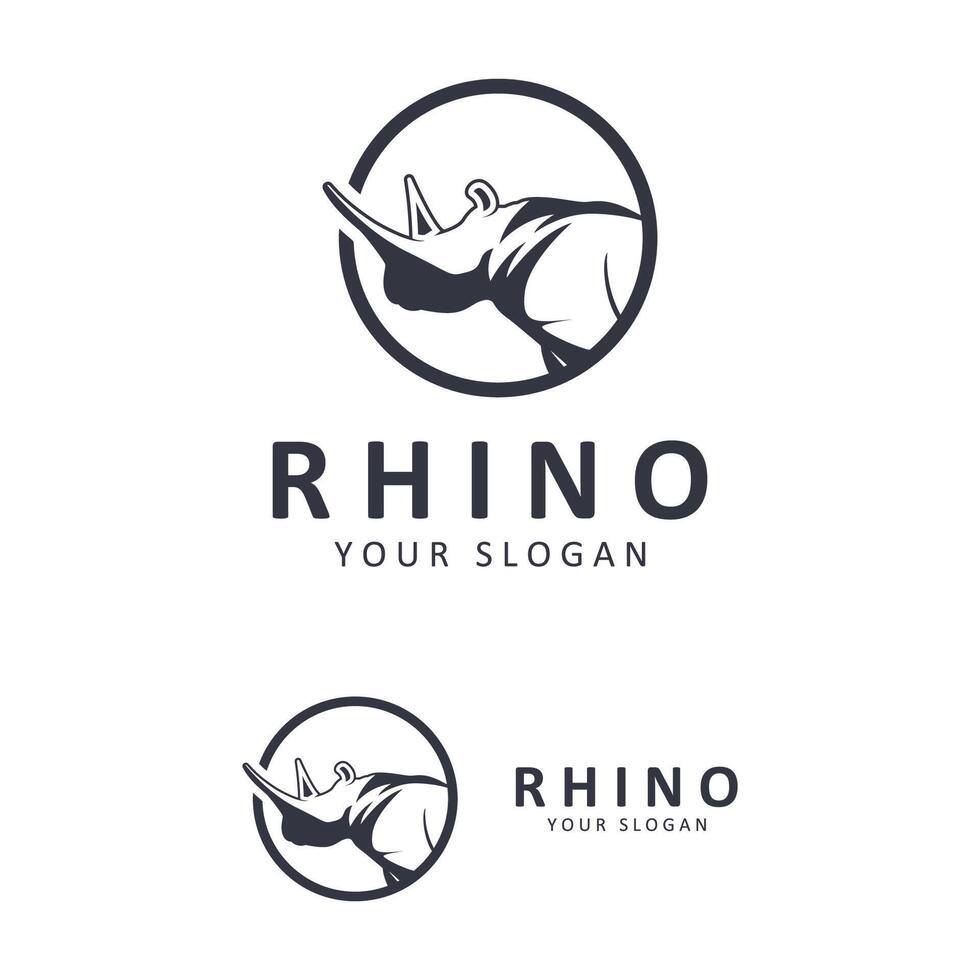 rinoceronte logo. rinoceronte icona. in via di estinzione animale simbolo. africano natura marca emblema. vettore illustrazione. Questo logo adatto per industriale, costruzione, sicurezza e costruzione aziende.