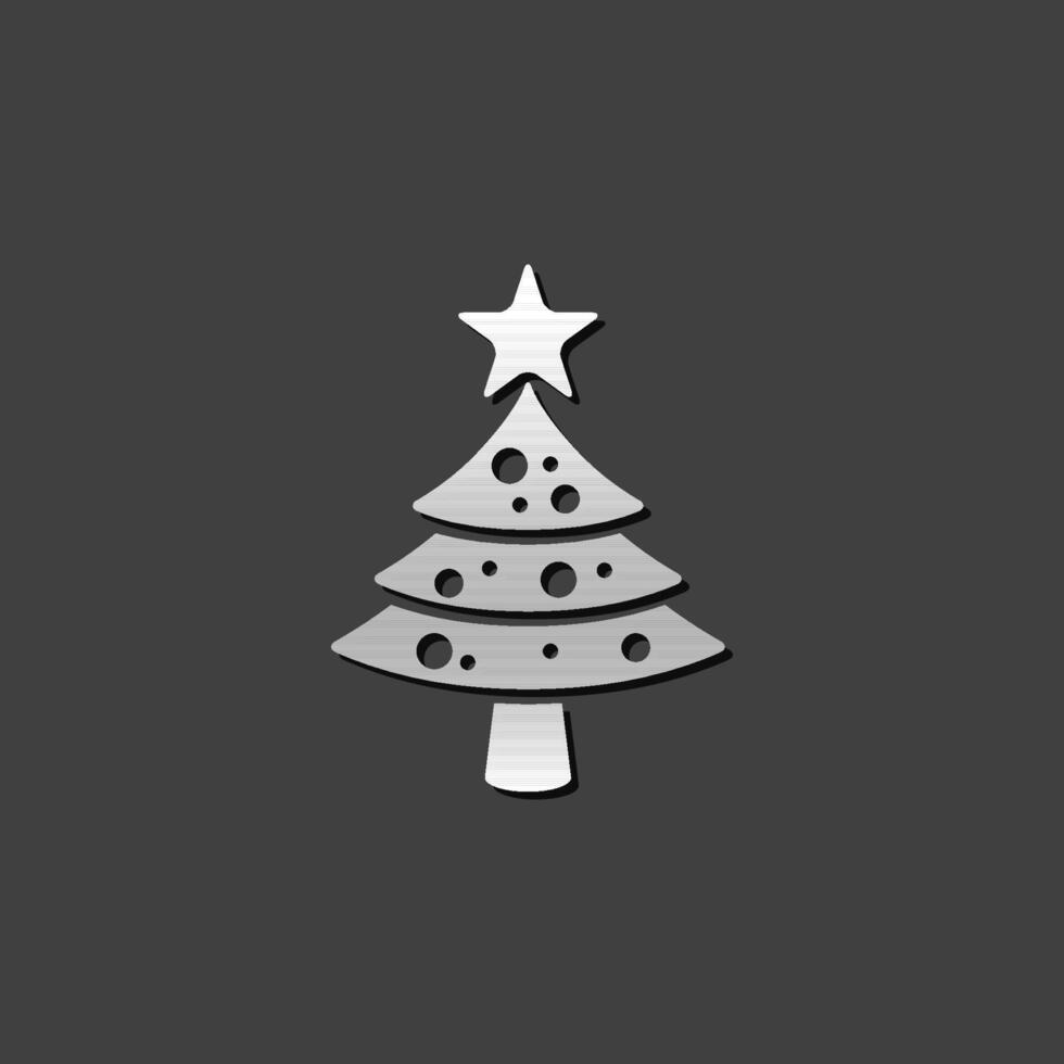 Natale albero icona nel metallico grigio colore stile. celebrazione stagione dicembre vettore