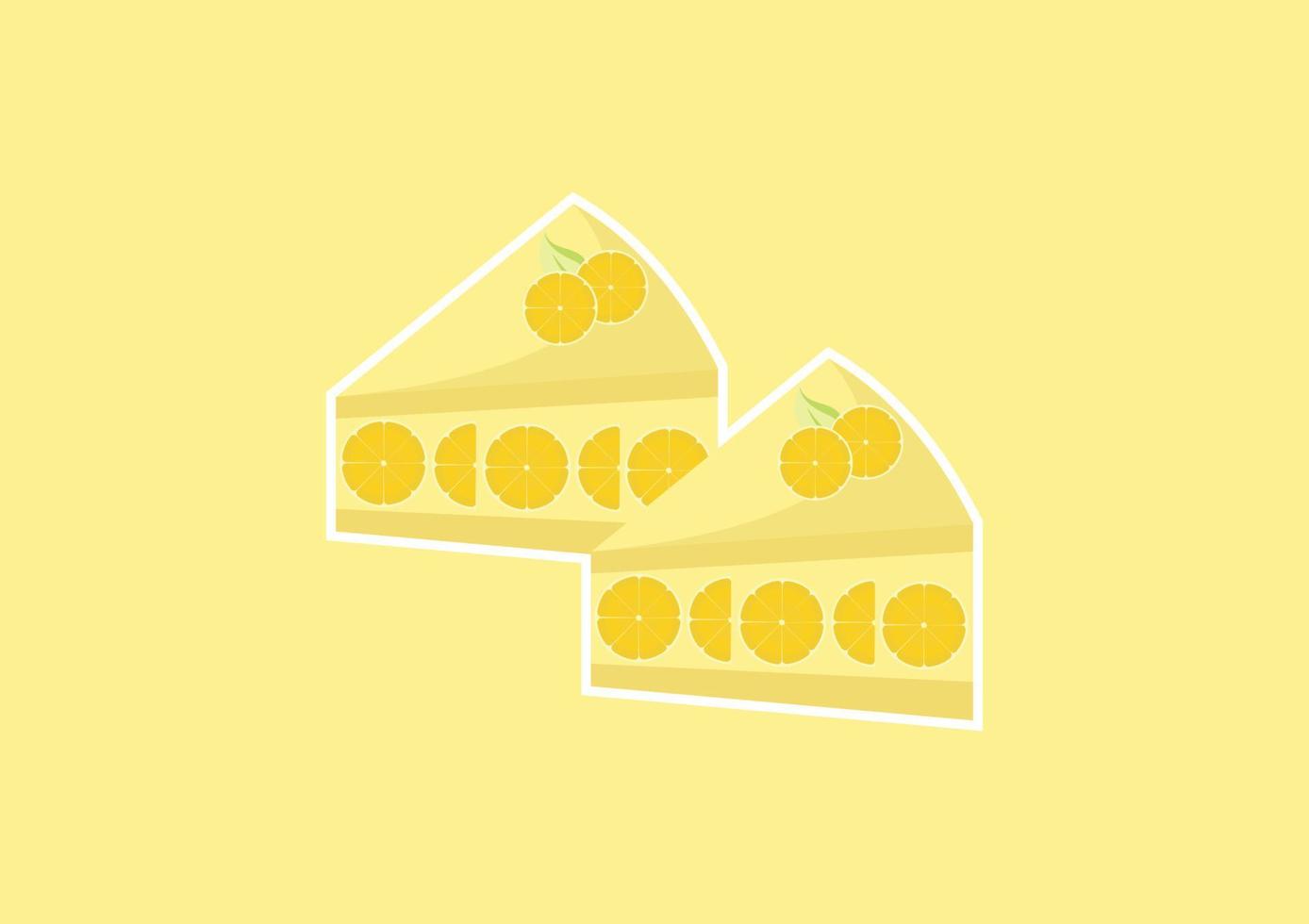 illustrazione di una fetta di torta al limone vettore