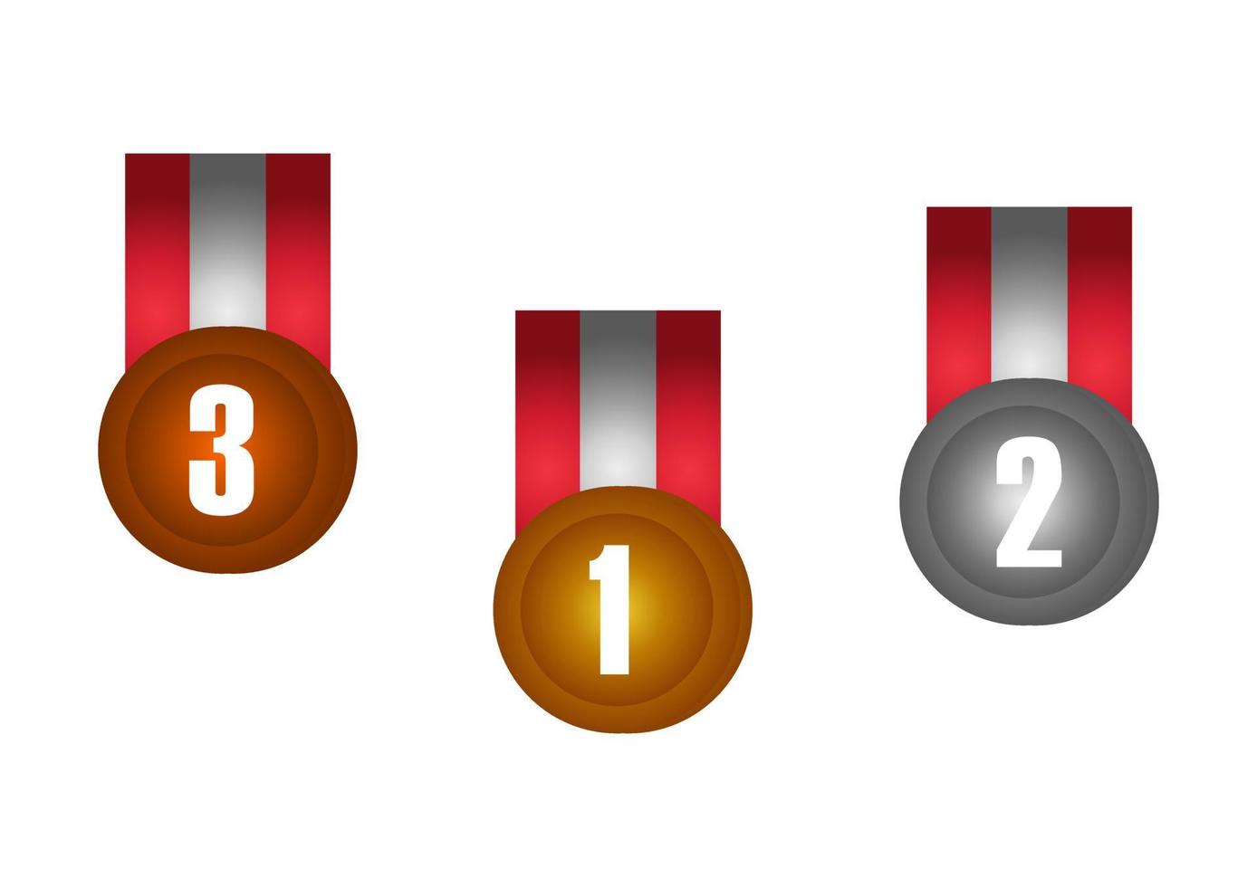 illustrazione della medaglia d'oro, d'argento e di bronzo con colore sfumato 2 vettore