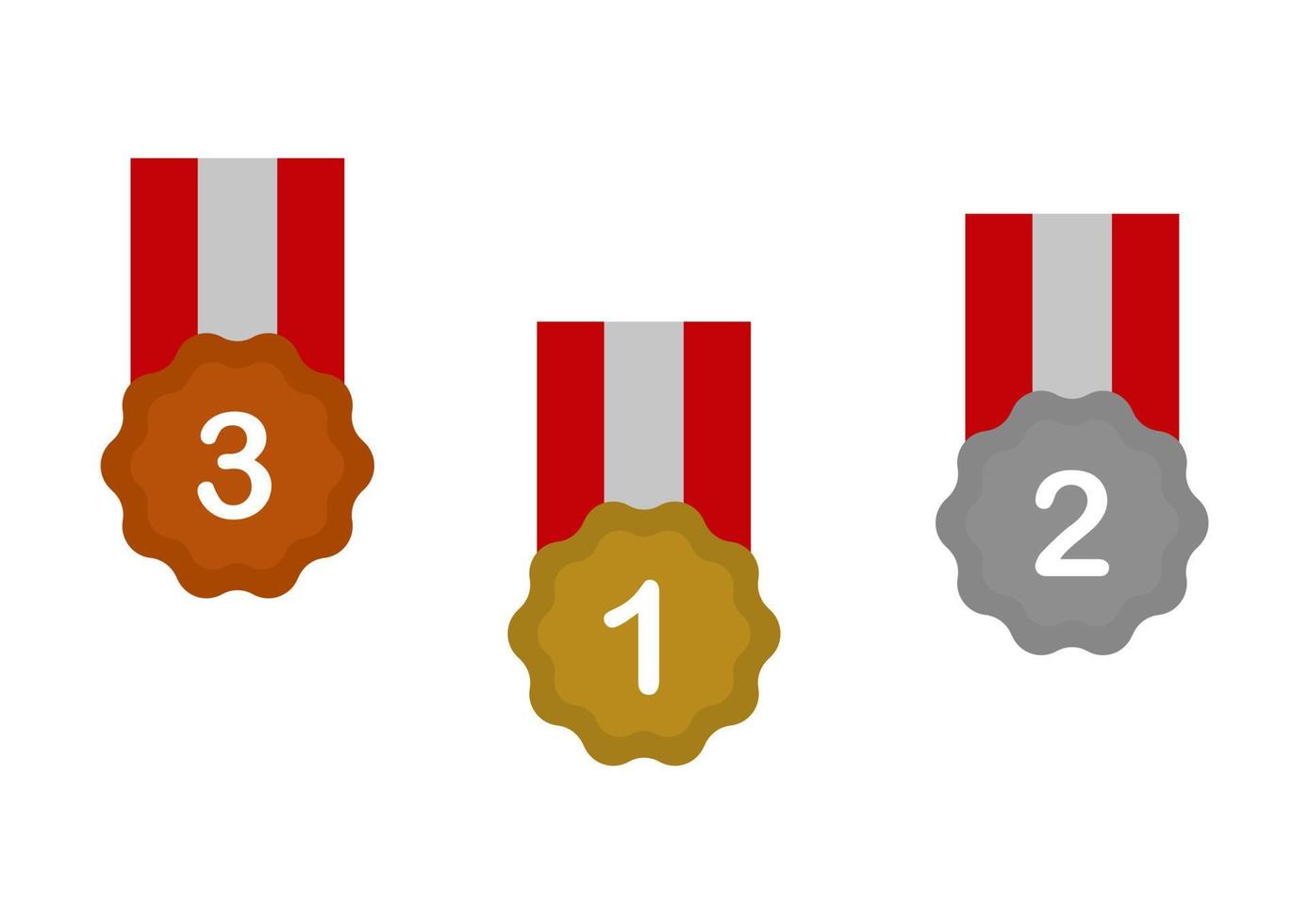 illustrazione di medaglie d'oro, d'argento e di bronzo vettore