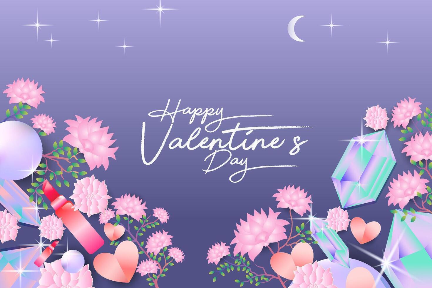 elegante realistico San Valentino carta, bandiera e manifesto sfondo astratto con amore icona e fiore disposizione vettore