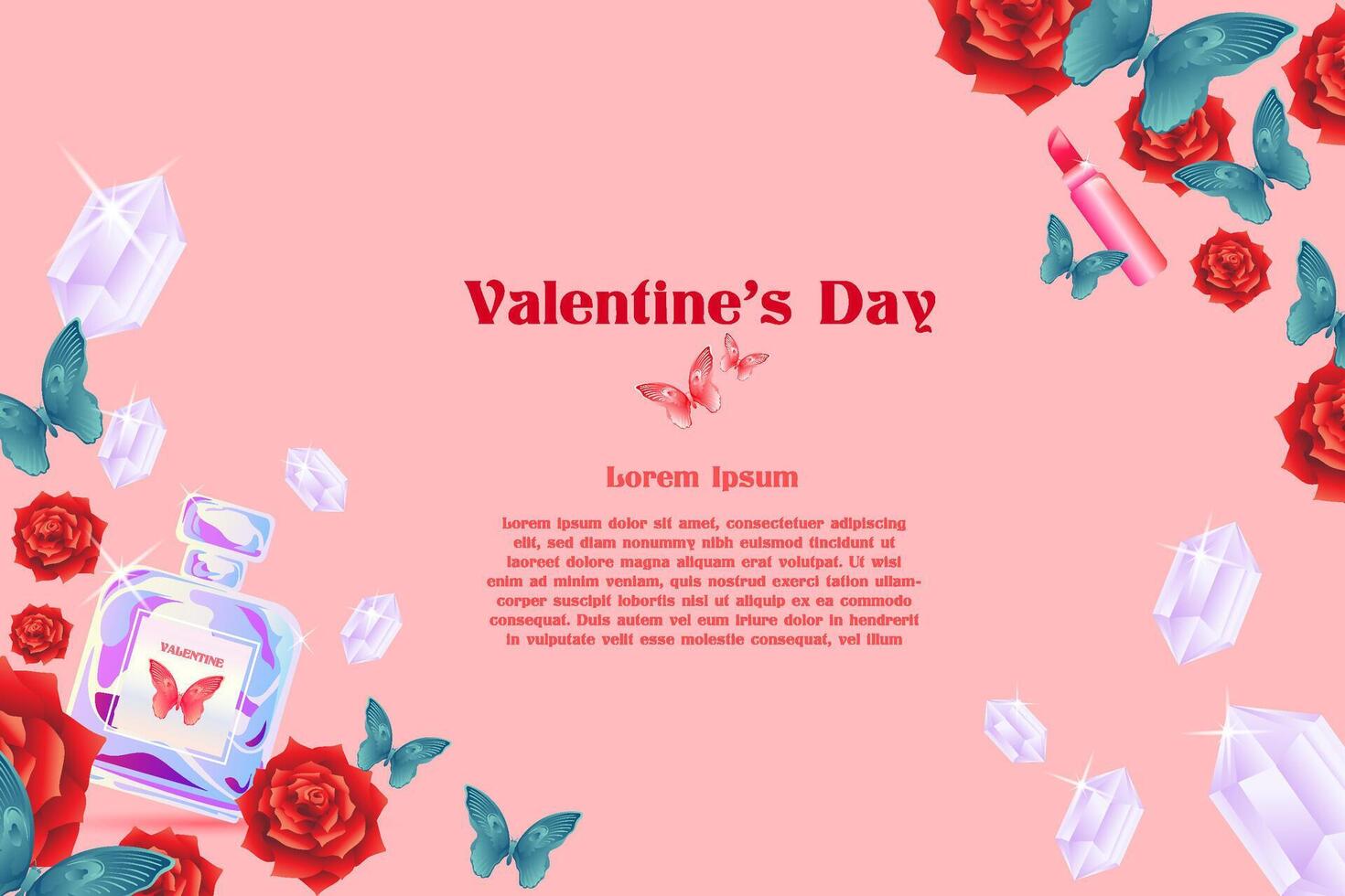 elegante realistico San Valentino carta, bandiera e manifesto sfondo astratto con amore icona e fiore disposizione vettore