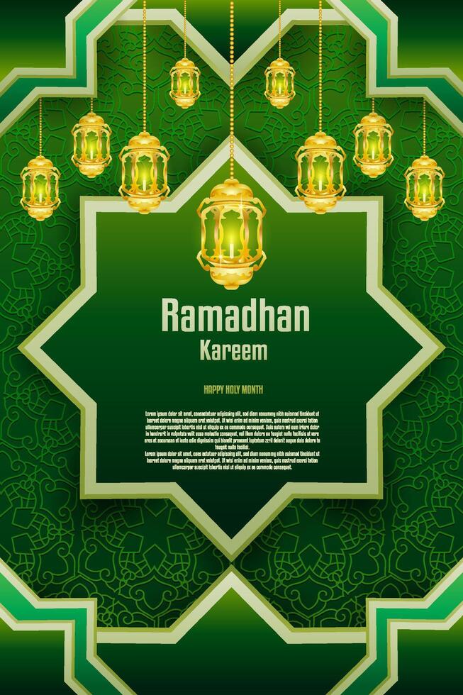 elegante fascino sfondo e manifesto Ramadan kareem con pendenza stile e realistico icona vettore