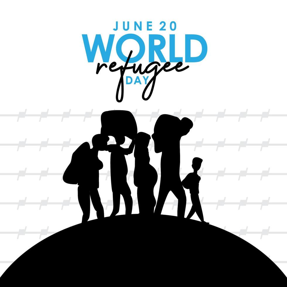 disegno vettoriale di rifugiato mondiale per la stampa di banner e lo sfondo del momento internazionale