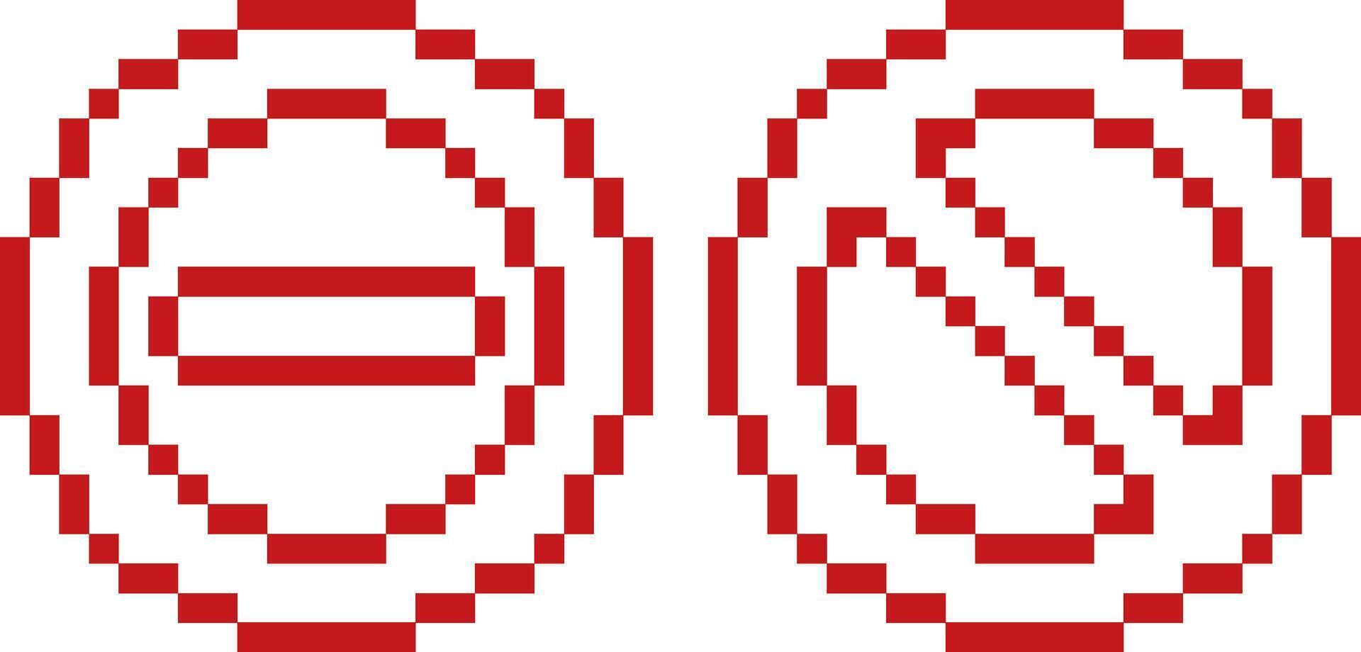 rosso pixel arte proibire cartello vettore