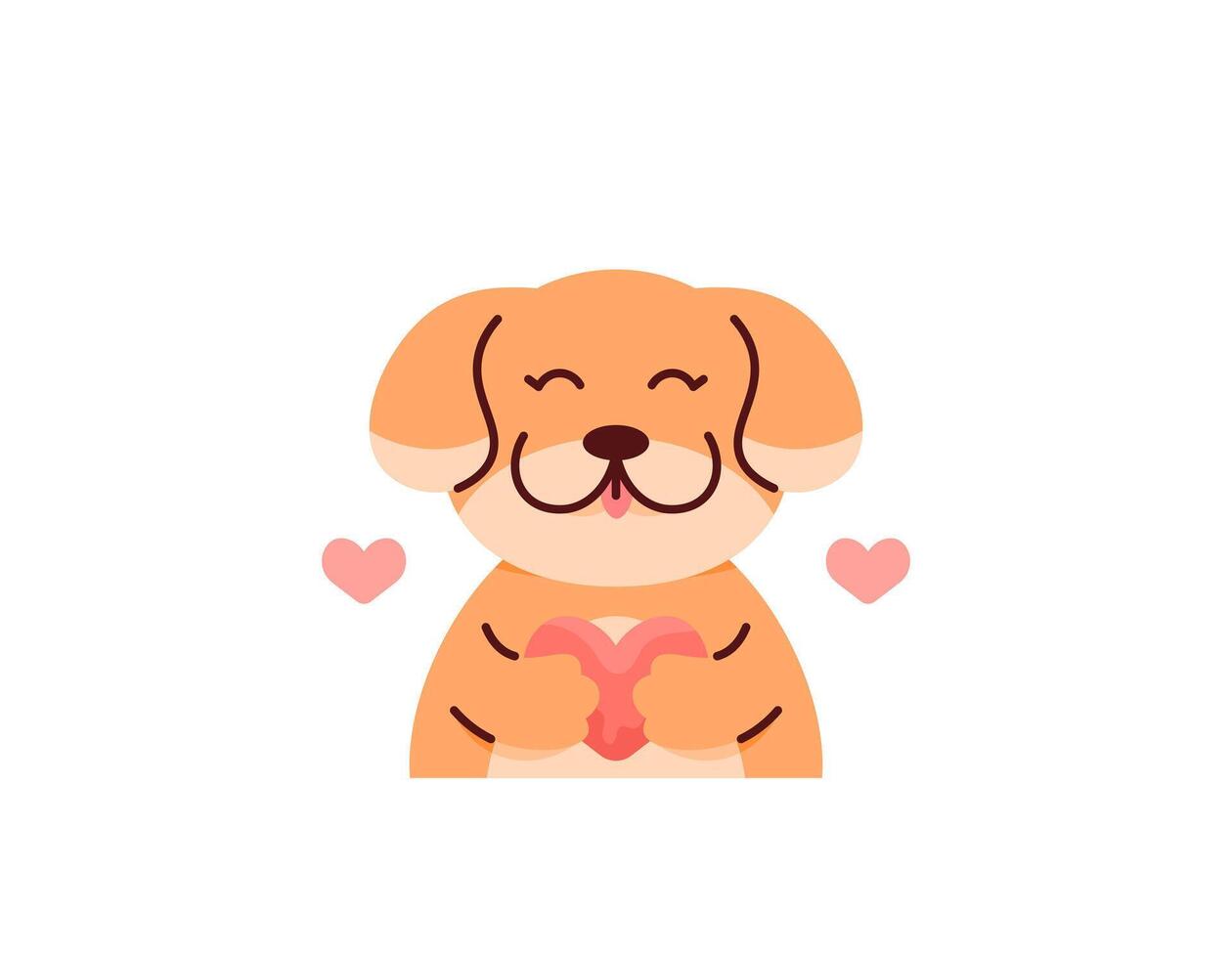 un illustrazione di un' carino cane Tenere un' cuore o simbolo di amore. divertente, carino, e adorabile cane carattere. animali e amore. grafico elementi di san valentino giorno. illustrazione design per manifesto, etichetta vettore