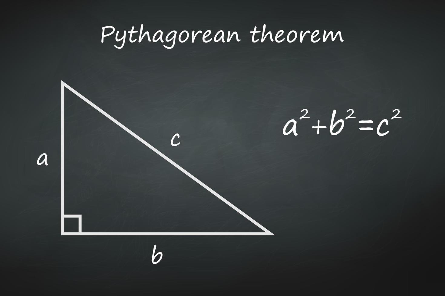 Teorema di Pitagora sul modello di lavagna per il tuo design vettore