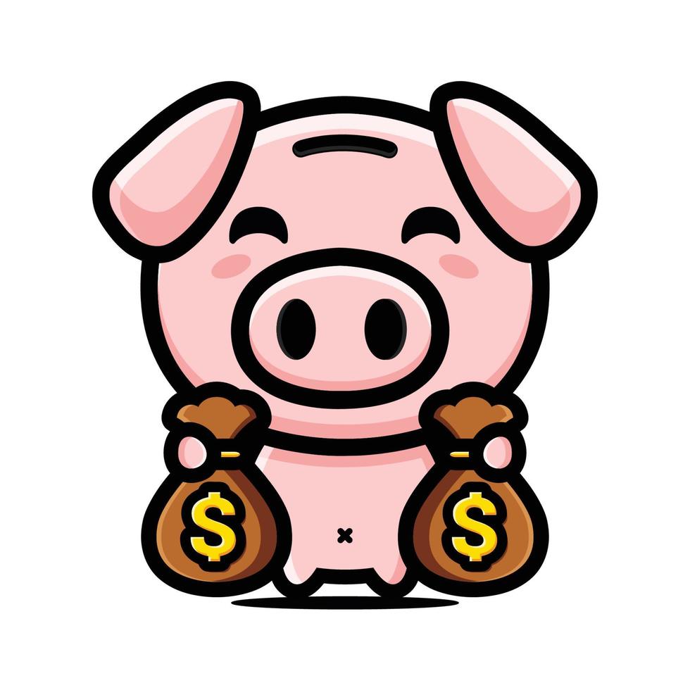 ricco design del personaggio della mascotte del maiale vettore